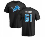 Detroit Lions #61 Kerry Hyder Black Name & Number Logo T-Shirt