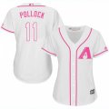 Women Arizona Diamondbacks #11 A. J. Pollock Authentic White Fashion MLB Jersey