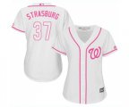Women's Washington Nationals #37 Stephen Strasburg Replica White Fashion Cool Base Baseball Jersey