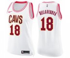 Women's Cleveland Cavaliers #18 Matthew Dellavedova Swingman White Pink Fashion Basketball Jersey