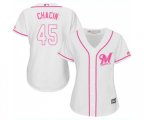 Women's Milwaukee Brewers #45 Jhoulys Chacin Replica White Fashion Cool Base Baseball Jersey