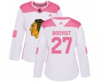 Women's Chicago Blackhawks #27 Adam Boqvist Authentic White Pink Fashion NHL Jersey