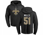 New Orleans Saints #51 Sam Mills Black Name & Number Logo Pullover Hoodie
