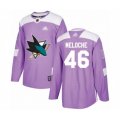 San Jose Sharks #46 Nicolas Meloche Authentic Purple Fights Cancer Practice Hockey Jersey