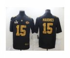 Kansas City Chiefs #15 Patrick Mahomes Black Leopard Super Bowl LV Jersey