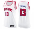 Women's Detroit Pistons #13 Khyri Thomas Swingman White Pink Fashion Basketball Jersey