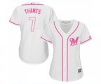 Women's Milwaukee Brewers #7 Eric Thames Replica White Fashion Cool Base Baseball Jersey