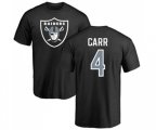 Oakland Raiders #4 Derek Carr Black Name & Number Logo T-Shirt