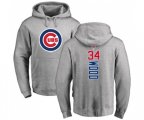 MLB Nike Chicago Cubs #34 Kerry Wood Ash Backer Pullover Hoodie