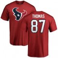 Houston Texans #87 Demaryius Thomas Red Name & Number Logo T-Shirt