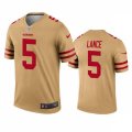 San Francisco 49ers #5 Trey Lance Nike Gold Inverted Limited Player Jersey