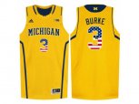 2016 US Flag Fashion-Michigan Wolverines Trey Burke #3 Basketball Authentic Jersey - Yellow
