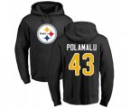 Pittsburgh Steelers #43 Troy Polamalu Black Name & Number Logo Pullover Hoodie