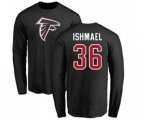 Atlanta Falcons #36 Kemal Ishmael Black Name & Number Logo Long Sleeve T-Shirt