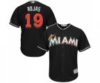 Miami Marlins #19 Miguel Rojas Replica Black Alternate 2 Cool Base Baseball Jersey