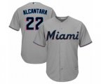 Miami Marlins #22 Sandy Alcantara Replica Grey Road Cool Base Baseball Jersey