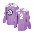 Winnipeg Jets #2 Anthony Bitetto Authentic Purple Fights Cancer Practice Hockey Jersey