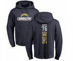 Los Angeles Chargers #76 Russell Okung Navy Blue Backer Pullover Hoodie