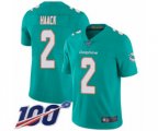 Miami Dolphins #2 Matt Haack Aqua Green Team Color Vapor Untouchable Limited Player 100th Season Football Jersey
