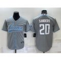 Detroit Lions #20 Barry Sanders Gray Cool Base Stitched Baseball Jersey