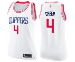 Women\'s Los Angeles Clippers #4 JaMychal Green Swingman White Pink Fashion Basketball Jersey