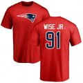 New England Patriots #91 Deatrich Wise Jr Red Name & Number Logo T-Shirt