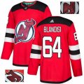 New Jersey Devils #64 Joseph Blandisi Authentic Red Fashion Gold NHL Jersey