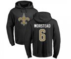 New Orleans Saints #6 Thomas Morstead Black Name & Number Logo Pullover Hoodie