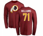 Washington Redskins #71 Trent Williams Maroon Name & Number Logo Long Sleeve T-Shirt