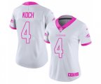 Women Baltimore Ravens #4 Sam Koch Limited White Pink Rush Fashion Football Jersey