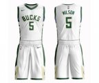 Milwaukee Bucks #5 D. J. Wilson Authentic White Basketball Suit Jersey - Association Edition