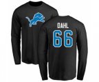 Detroit Lions #66 Joe Dahl Black Name & Number Logo Long Sleeve T-Shirt