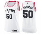 Women's San Antonio Spurs #50 David Robinson Swingman White Pink Fashion Basketball Jersey