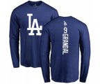 Los Angeles Dodgers #9 Yasmani Grandal Royal Blue Backer Long Sleeve T-Shirt