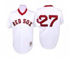 Boston Red Sox #27 Carlton Fisk Authentic White Throwback Baseball Jersey