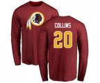 Washington Redskins #20 Landon Collins Maroon Name & Number Logo Long Sleeve T-Shirt