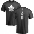 Toronto Maple Leafs #1 Johnny Bower Charcoal One Color Backer T-Shirt