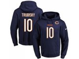 Chicago Bears #10 Mitchell Trubisky Navy Blue Name & Number Pullover NFL Hoodie