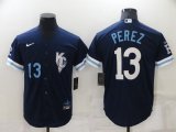 Kansas City Royals #13 Salvador Perez Number 2022 Navy City Connect Cool Base Stitched Jersey