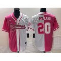 Dallas Cowboys #20 Tony Pollard Pink White Split Cool Base Stitched Baseball Jersey