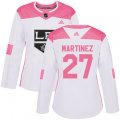 Women's Los Angeles Kings #27 Alec Martinez Authentic White Pink Fashion NHL Jersey