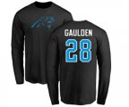 Carolina Panthers #28 Rashaan Gaulden Black Name & Number Logo Long Sleeve T-Shirt