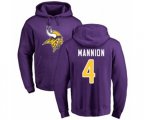 Minnesota Vikings #4 Sean Mannion Purple Name & Number Logo Pullover Hoodie