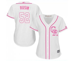 Women\'s Colorado Rockies #52 Chris Rusin Authentic White Fashion Cool Base Baseball Jersey
