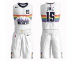 Denver Nuggets #15 Nikola Jokic Authentic White Basketball Suit Jersey - City Edition