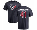 Houston Texans #41 Zach Cunningham Navy Blue Name & Number Logo T-Shirt