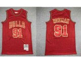 Chicago Bulls #91 Dennis Rodman Red 1997-98 Hardwood Classics Soul Swingman Throwback Jersey