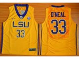 LSU Tigers #33 Shaquille O'Neal Gold Basketball Stitched NCAA Jersey