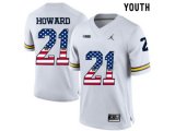 2016 US Flag Fashion-2016 Youth Jordan Brand Michigan Wolverines Desmond Howard #21 College Football Limited Jersey - White