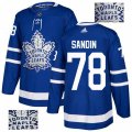 Toronto Maple Leafs #78 Rasmus Sandin Authentic Royal Blue Fashion Gold NHL Jersey